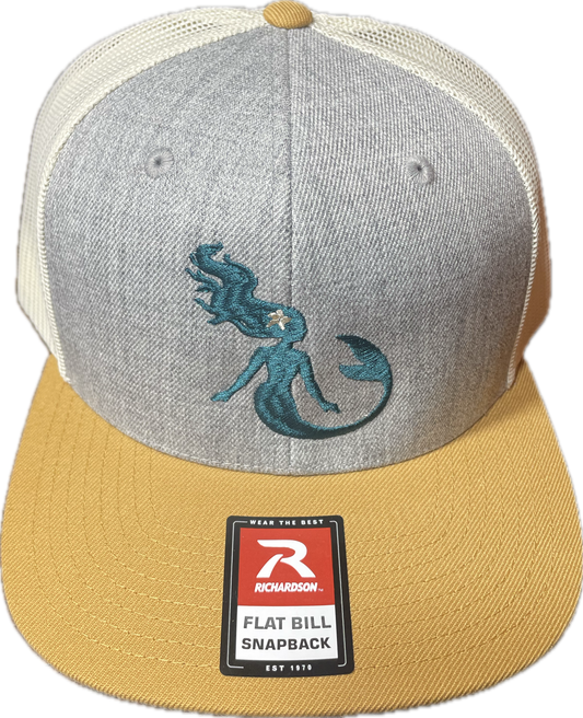 Gray/Tan/Cream - Mermaid Flat Bill SnapBack