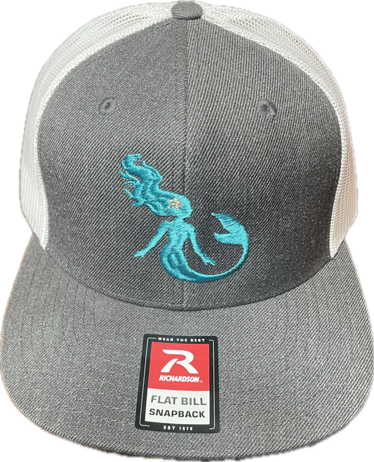 Gray/White - Mermaid Flat Bill SnapBack